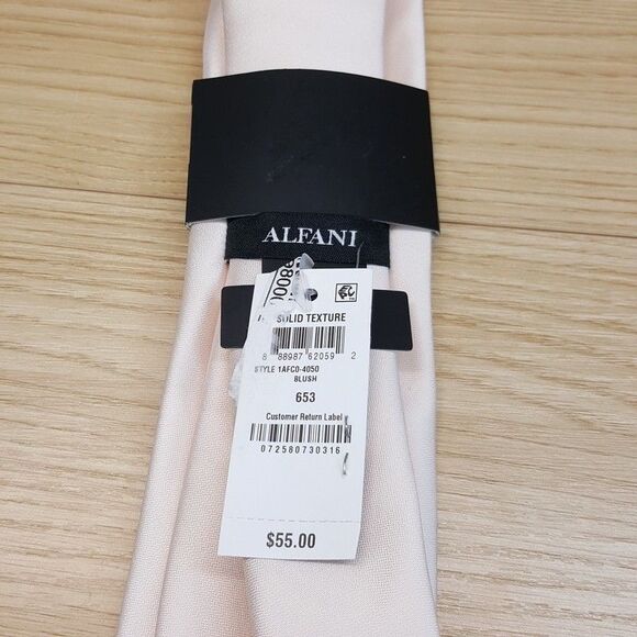 ALFANI Mens Neck Tie Light Pale Pink Solid Textured Stain Resistant ALFATECH - Picture 4 of 7